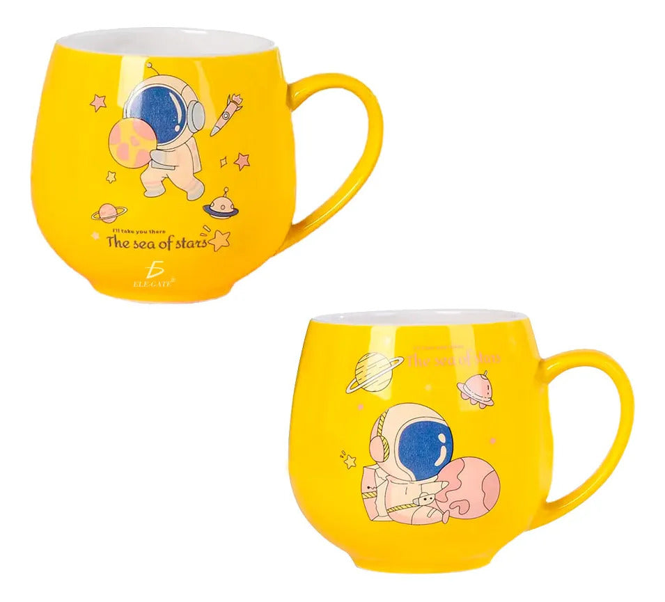 Taza De Ceramica Con Dibujos De Astronauta