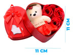 Corazon De Lata Con Osito Decorativo Y Rosas De Jabón Regalo