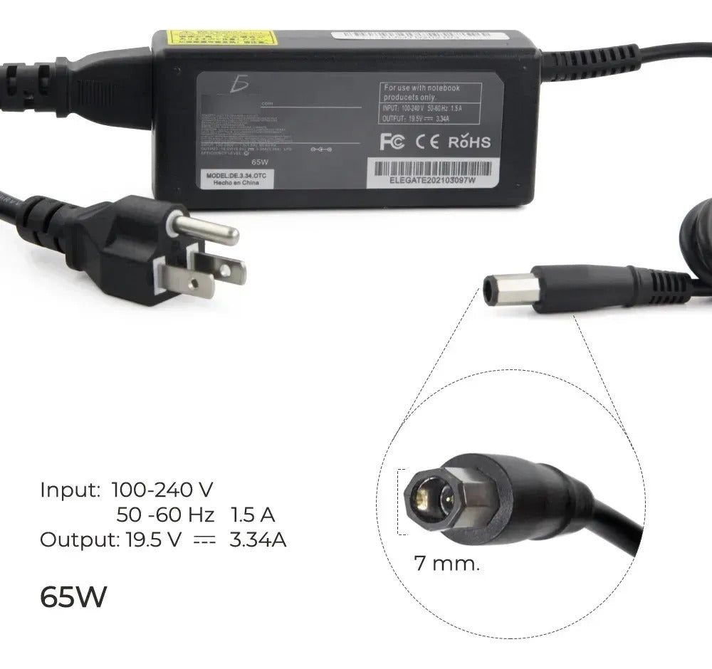 Cargador Laptop Para Dell 19.5v 3.34a 65w Punta Especial