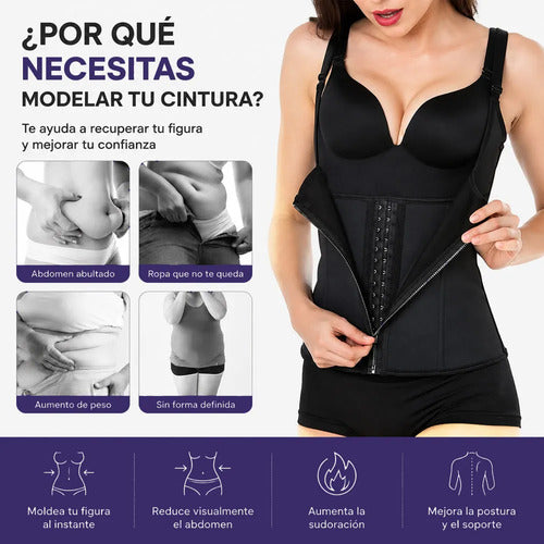 Faja Moldeadora De Cintura Con Cremallera Y Ajuste 3 Niveles Negro Xxl