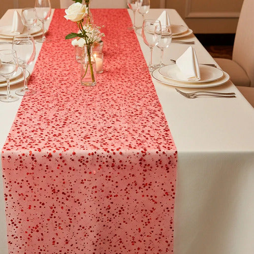 Camino de mesa decorativo con acabado abrillantado