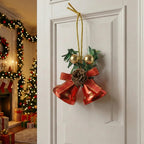 Ornamento Navideño De Dos Campanas Rojas Con Garapiña