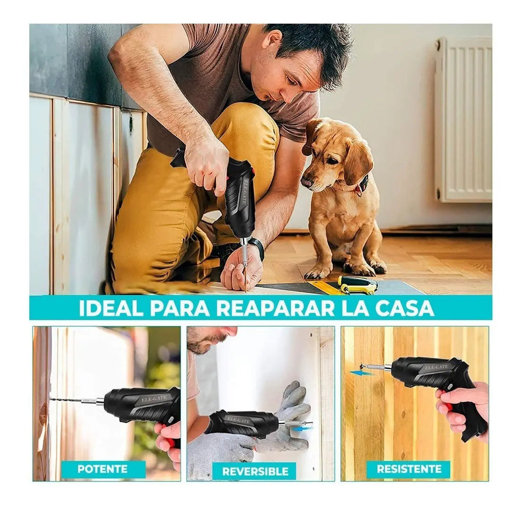 Destornillador Eléctrico Inalámbrico 3.6v 47pcs En 1 Color Negro