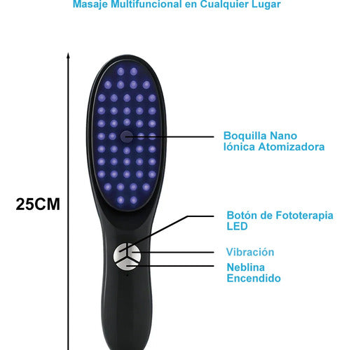 Peine Eléctrico De Masaje Con Vapor Luz Roja Y Azul Para