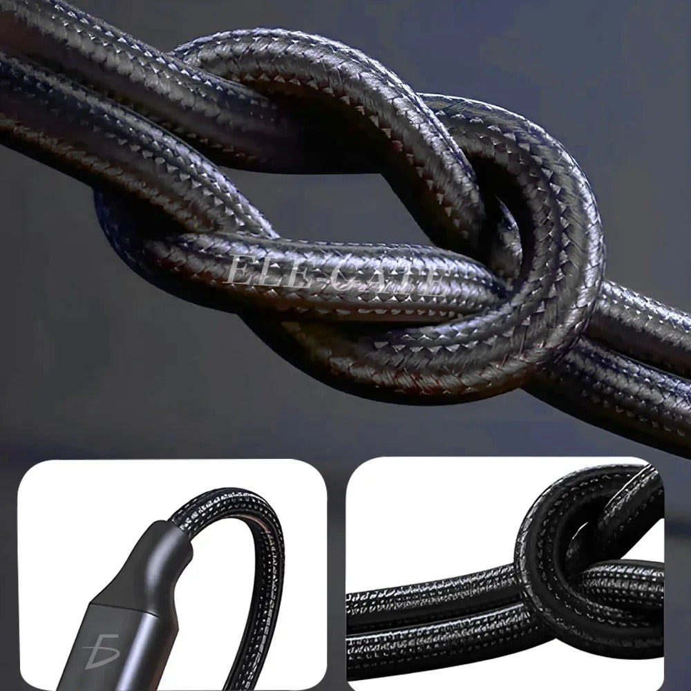 Cable De Cordón Entrelazado 1m Tipo C 3a Con Adaptador