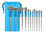 Set De 13 Brochas De Maquillaje Con Mango Barnizado Azul
