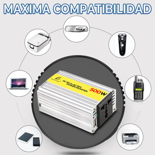 Inversor Voltaje Con Cargador Ups Volta 12vdc 110vac 500w
