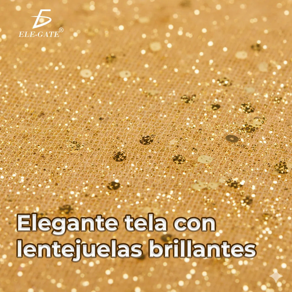 Camino de mesa con lentejuelas 10 m x 15 cm dorado