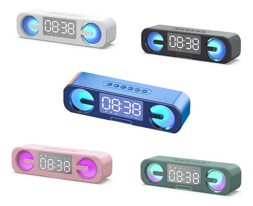 Reloj Despertador C Alarma Radio Bocina Con Luz Bluetooth