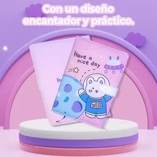 Cuaderno Kawaii De 100 Hojas Con Pasta Acolchonada Y Cierre