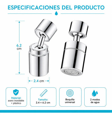 Aireador Universal Para Grifo Con 2 Modos Y Boquilla