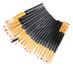 Kit de pinceles de maquillaje profesional - 20 unidades negro y dorado