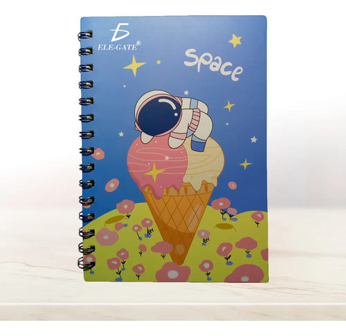 Cuaderno De 80 Hojas Rayadas Con Portada Espacial Y Espiral