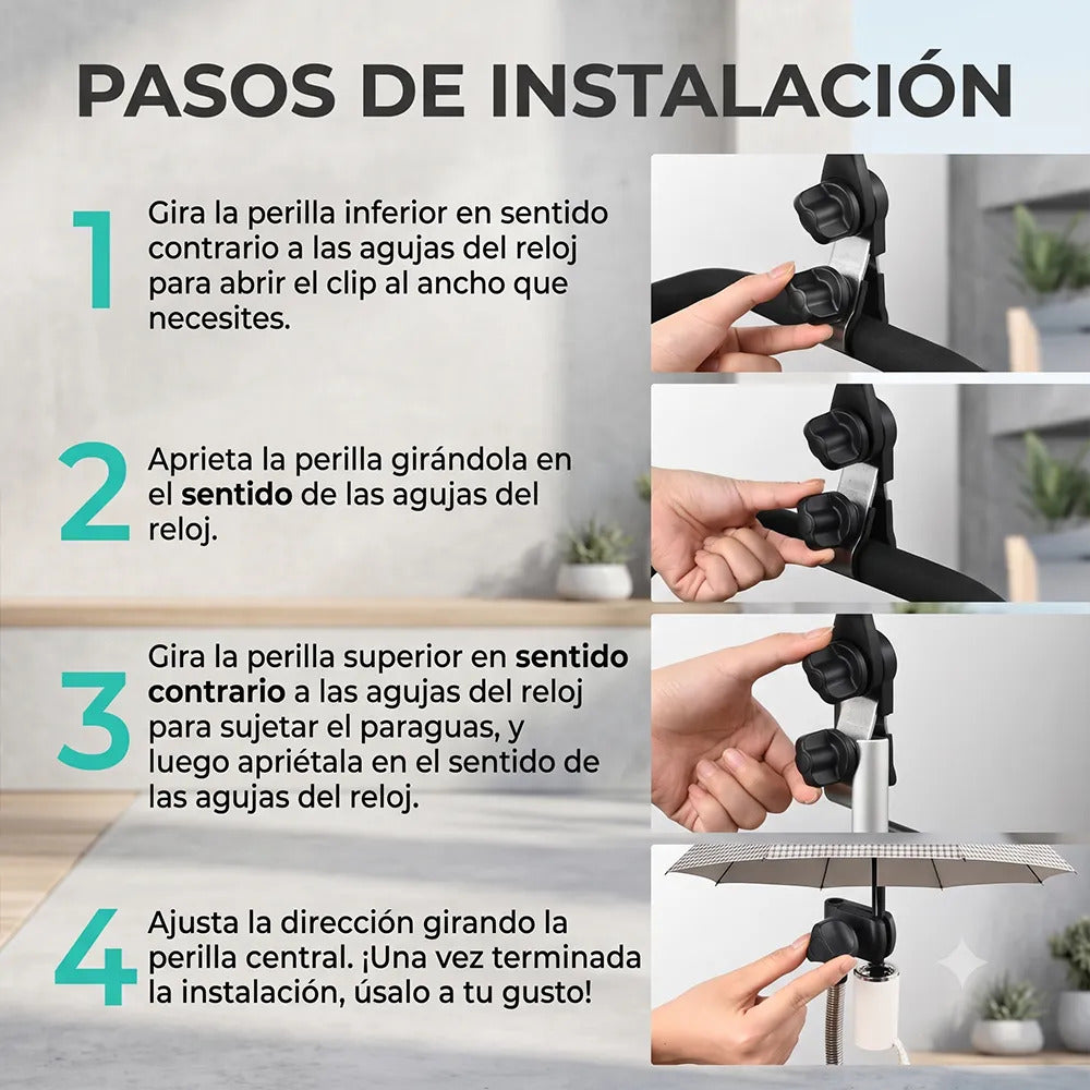 Soporte Ajustable Para Paraguas De Bicicleta Y Carriola Con