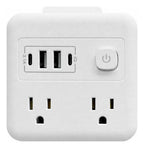 Multi contacto 8 en 1 con 4 tomas 2USB 2 tipo C con boton