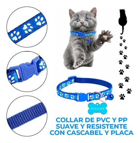 Collar Reflejante De Seguridad Anti Ahorcamiento Para Gatos Azul