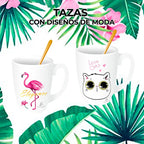 Taza De Cerámica Con Dibujo De Gatito Resistente 500 Ml