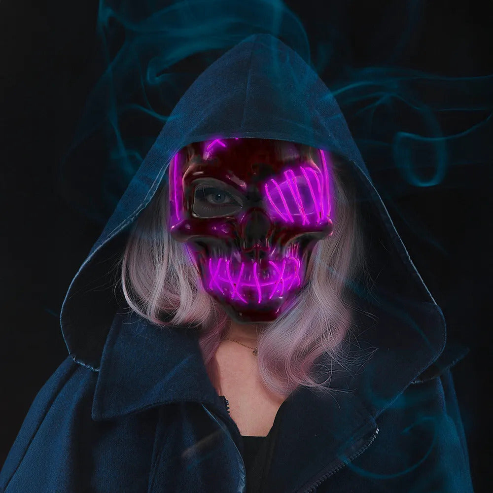 Máscara De Calavera Con Luz Neón Super Brillante