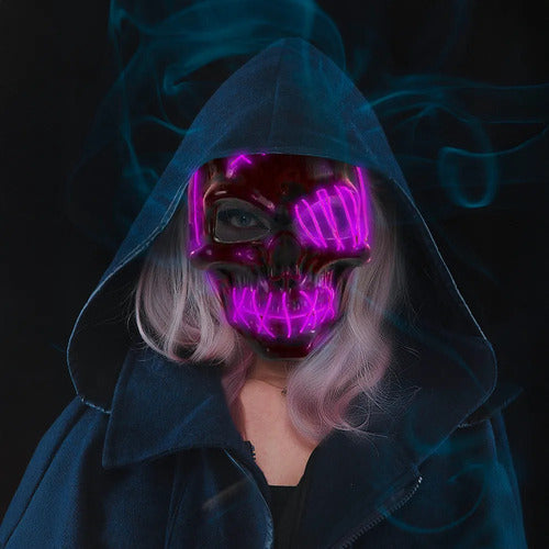 Máscara De Calavera Con Luz Neón Super Brillante