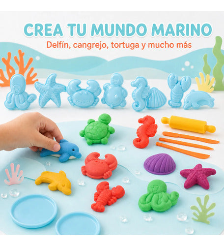 Kit De Plastilina Infantil Con Moldes De Animales Marinos