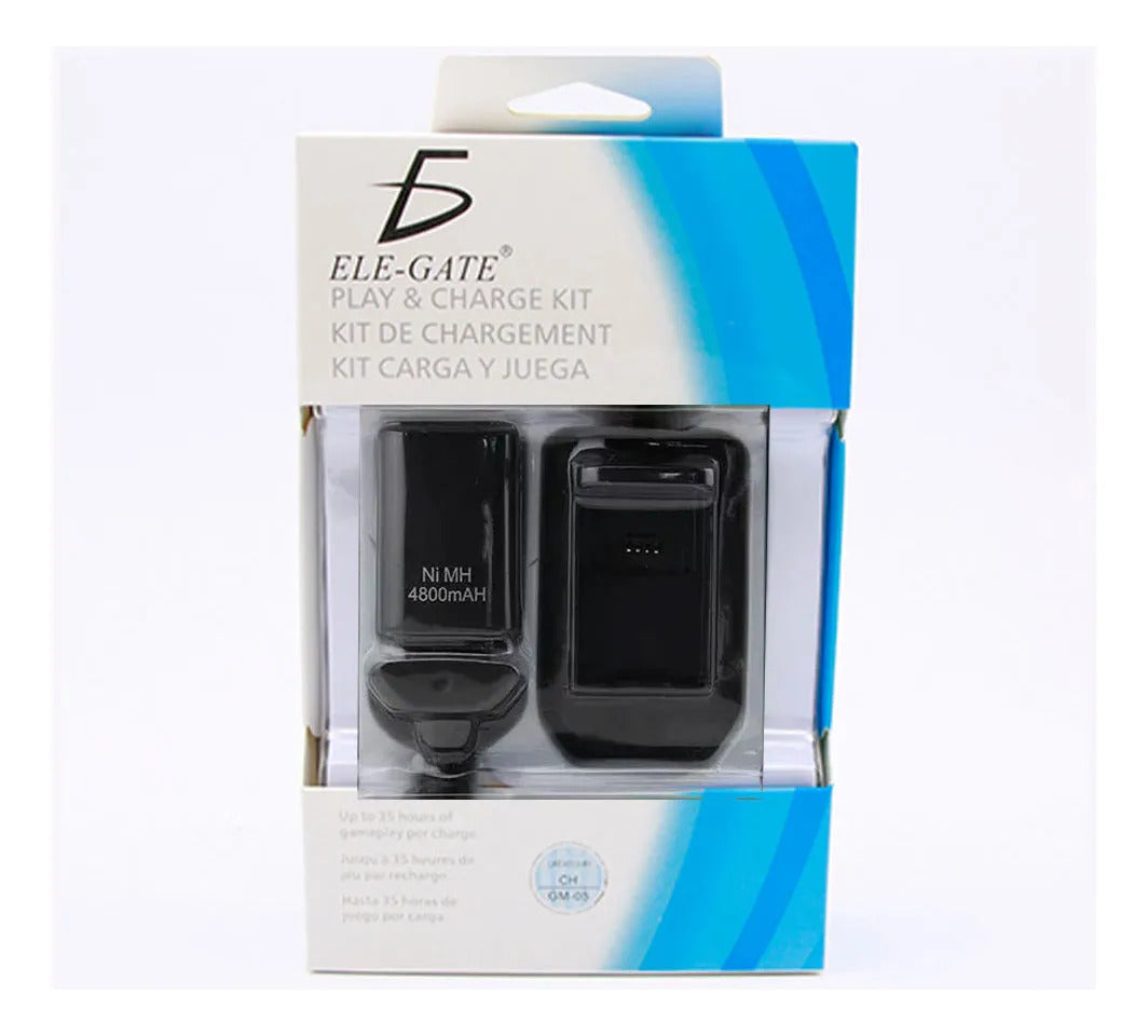 Kit Bateria Cargador Cable Carga Y Juega Para Xbox 360