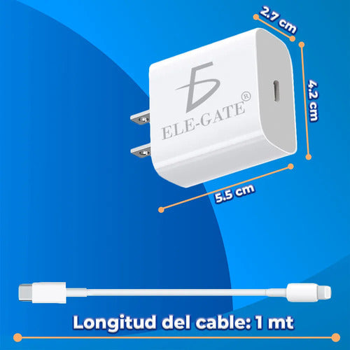 Cargador Rapido Pd 20w Con Cable Usb-c Para iPhone Lightning