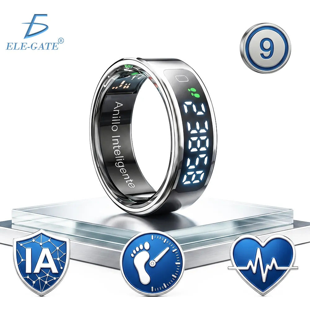 Anillo inteligente con pantalla plata talla 9