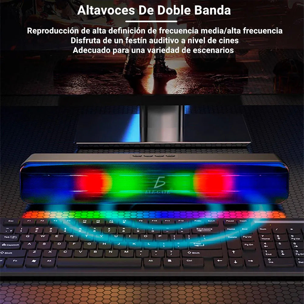 Bocina Bluetooth recargable barra de luces LED rgbw