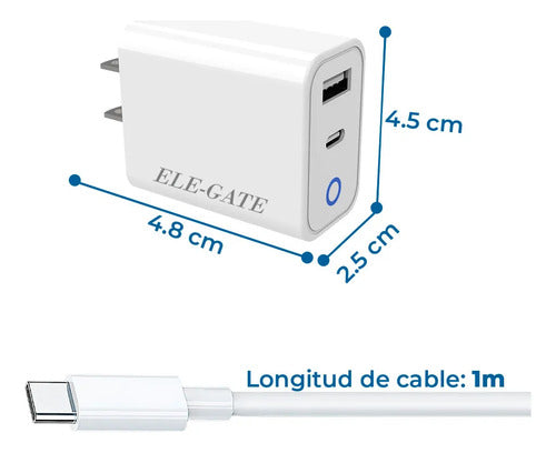 Cargador Usb-c 2 En 1 Pd 20w Y Puerto Usb De Carga Rapida