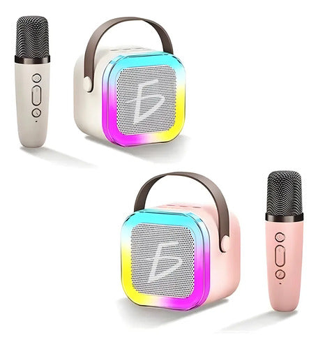 Mini Karaoke Bocina + Microfono + Luces Rgb Recargable