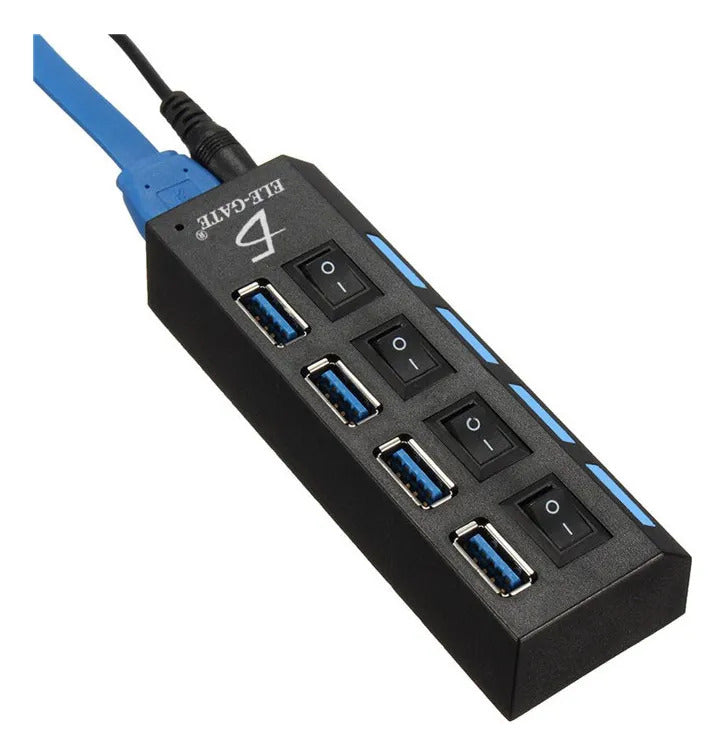 Hub USB 3.0 4 puertos con switch LED laptop PC para Mac