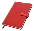 Cuaderno rojo tipo agenda con portada acolchada y cierre