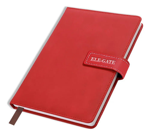Cuaderno Rojo Tipo Agenda Con Portada Acolchada Y Cierre
