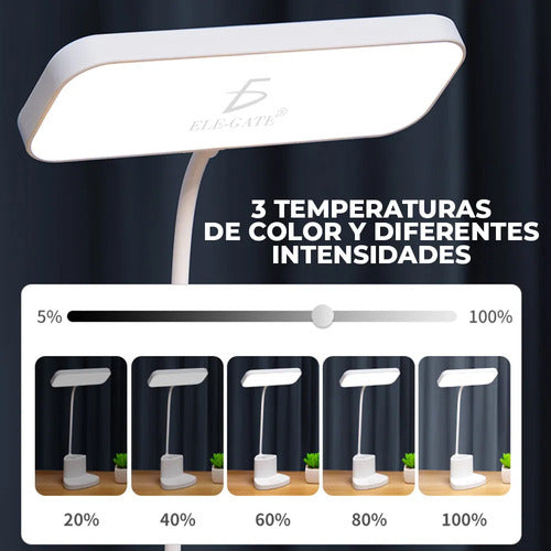 Lámpara De Escritorio Usb Con Brazo Ajustable Y Puerto De