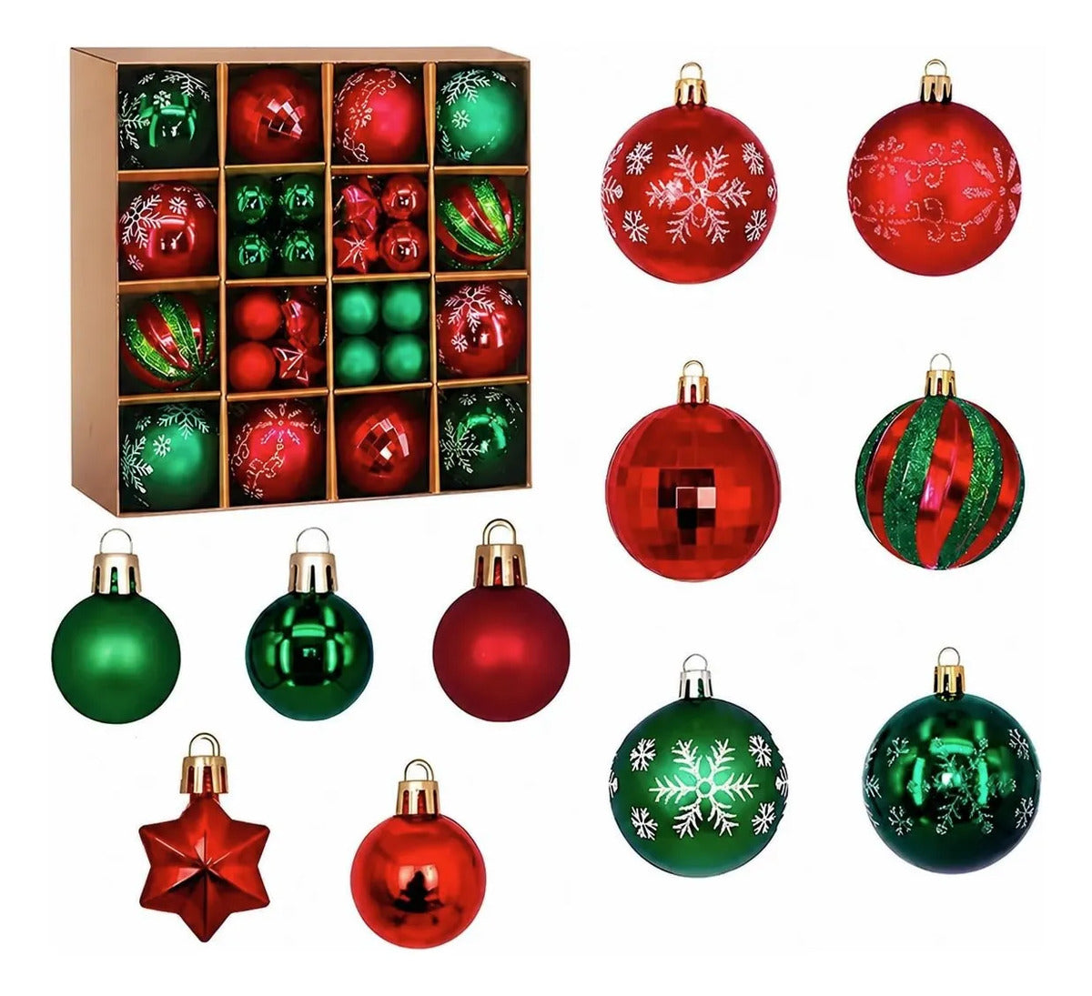 Esferas Navideñas Tipo Cristal 44 Piezas