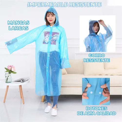 Capa Impermeable Portatil Para Lluvia Mujer Agua M