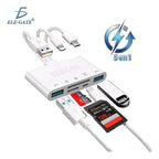 Lector De Tarjetas 5 En 1 Con Adaptador Otg Usb Usb-c Y