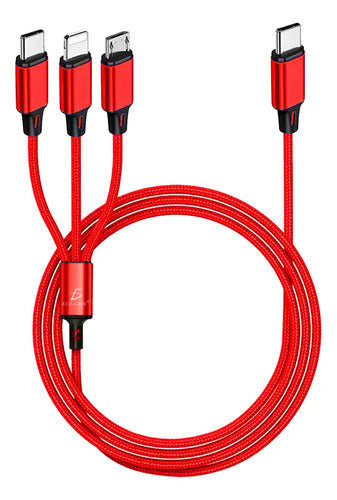 Cable Dp Carga Rapida Tipo C Micro V8 Para iPhone Lightning