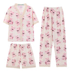 Set De Pijama De 3 Piezas Kawai Fresca Y Ligera Con Estilo Crema Xxxl