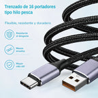 Cable Usb-a A Usb-c De 2m Nylon Trenzado Carga 3a Y