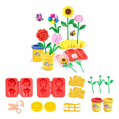 Kit De Jardín De Plastilina Con Moldes De Flores Y Macetas
