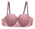 Brasier con aro con encaje y diseño floreado rosa M