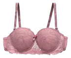 Brasier con aro con encaje y diseño floreado rosa M