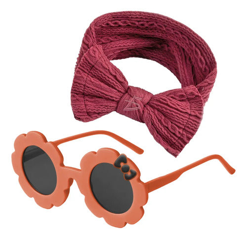 Set De Diadema Con Moño Y Lentes Fashion En 4 Radiantes Fucsia