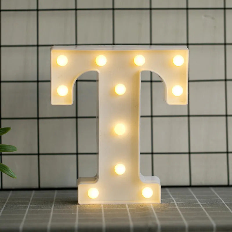 LED letras T 3D luces foco lampara decora abecedario