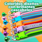 Collar Reflectante Con Campana Para Mascotas Rosa