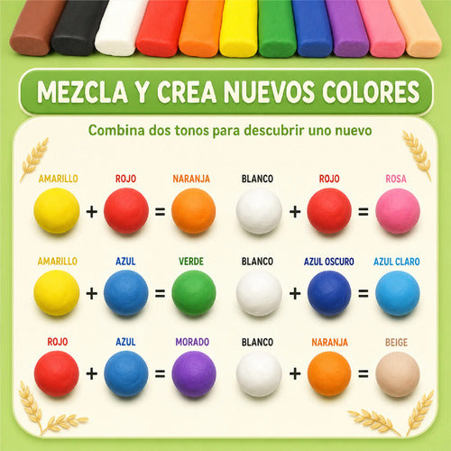Plastilina De Harina De Trigo 12 Colores Para Moldear