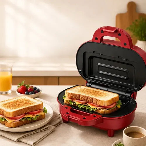 Sandwichera Eléctrica Portátil Antiadherente Para Panini O