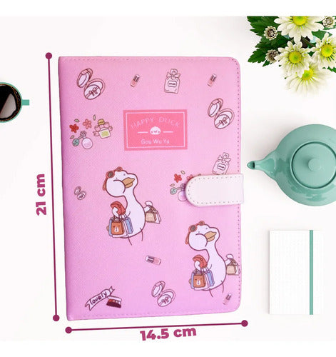 Libreta Con Diseño Kawaii Con 100 Hojas Con Broche Imantado