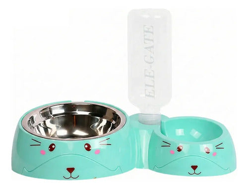 Dispensador Doble Comedero Y Bebedero Para Mascotas